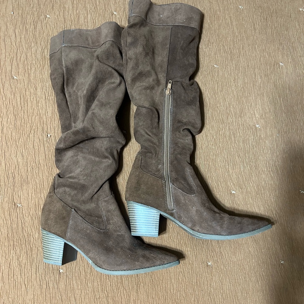 Stylish Brown Suede Knee-High Boots